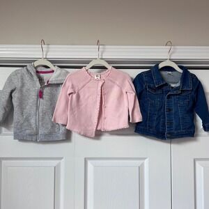 Baby Gap Cat & Jack Cardigan Denim Jacket Fleece‎ Zip Up Bundle 12M